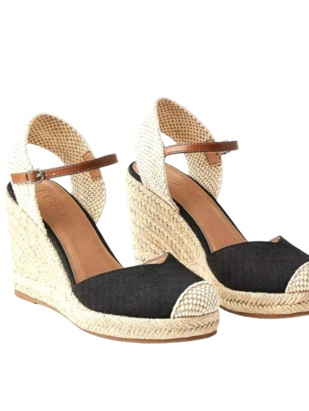 NEW! LOFT Black Espadrille Wedge Sandals 10.